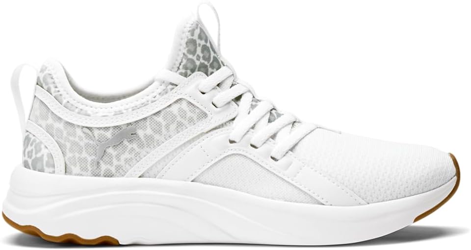 PUMA Womens Softride Sophia Wild Print Running Sneakers Shoes – White