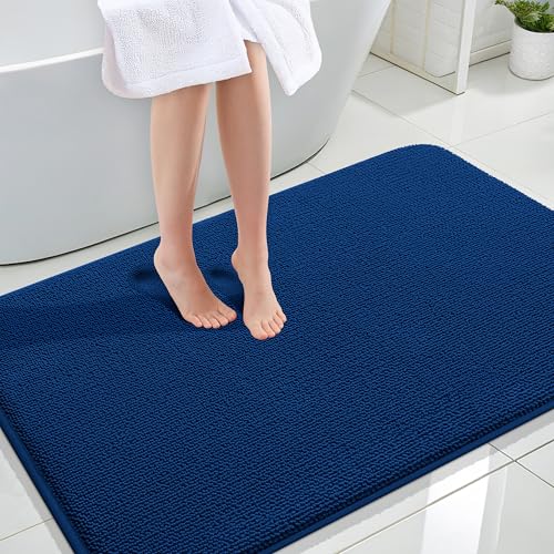 Image of OLANLY Thick Memory Foam Large Bathroom Rugs 47x32, Extra Soft Absorbent Bath Rug, Quick Dry Bath Mats, Non-Slip, Machine Washable Carpet for Bathroom, Tub and Shower, Home Decor Accessories, Navy