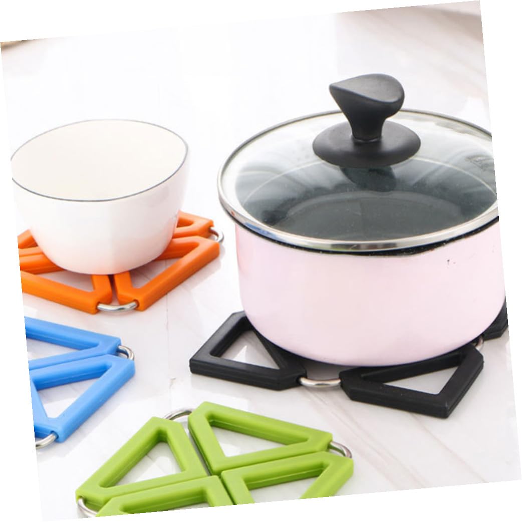 Mikinona 6piezas Mantel Aislante Cuadrado De Silicona y Acero Inoxidable Resistente Al Calor y Antideslizante Plegable para Mesa Cuencos y Tazas Salvamanteles por Paquete