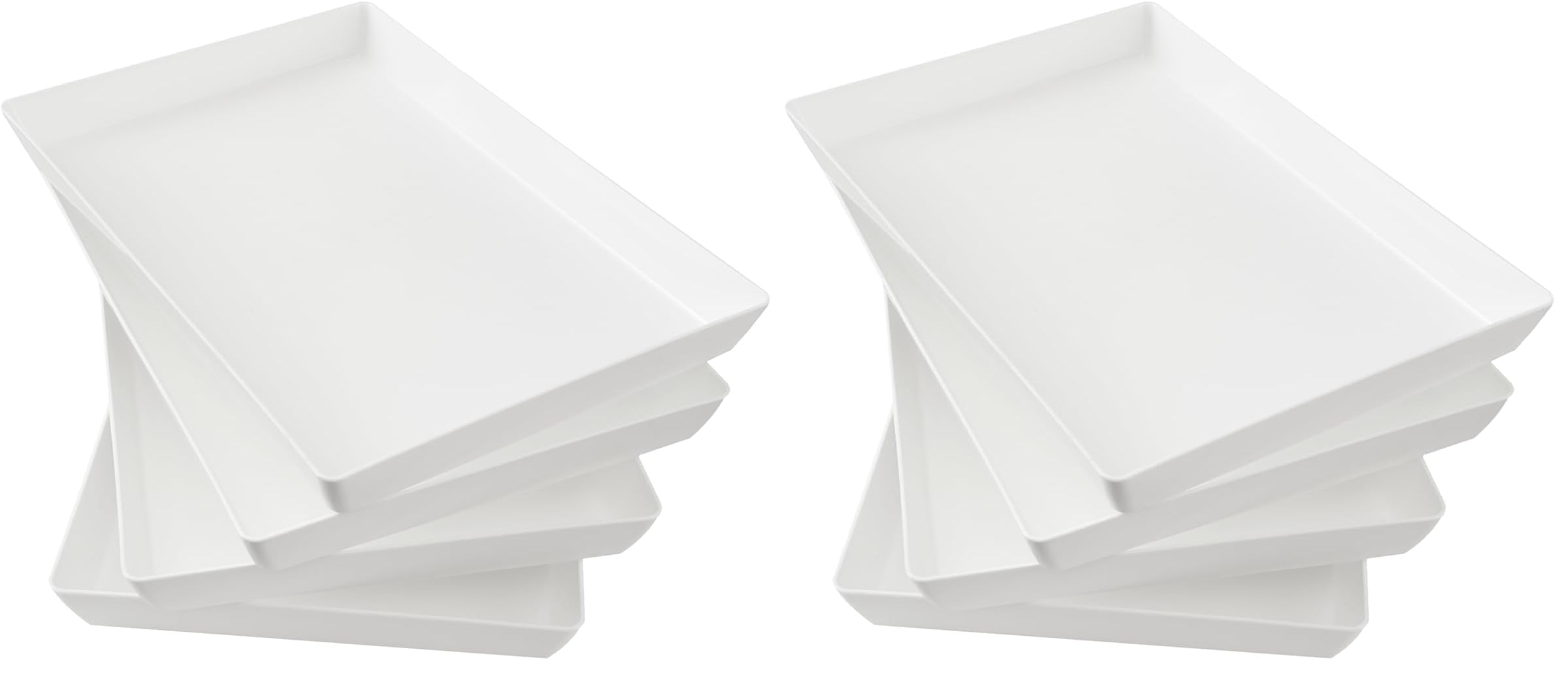 US Acrylic White Plastic Serving Trays (Set of 4) 15” x 10” | Large Unbreakable Reusable Rectangular Party Platters | Serve Appetizers, Fruit, Veggies, &amp; Desserts | BPA-Free &amp; Made in USA (Pack of 2)