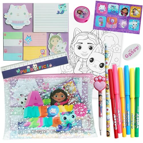Gabby's Dollhouse - Activités Gabby Chat et la Maison Magique - Kit de Coloriage Enfants - Kits de Loisirs Créatifs - Accessoire Bureau - Papeterie - Feutres...