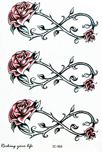Tattoos 2 Sheets Rose Flowers Infinity Cartoon Stickers Waterproof Temporary Tattoos Festival Flash Fake Tattoo Sexy Body Art Men Women For Arms Legs Shoulder Or Back (02) #TOP1