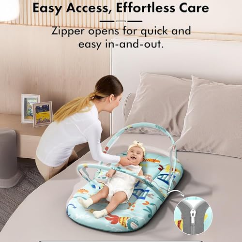 Image of StarAndDaisy 3 in 1 Baby Mosquito net /Nest for Sleeping - Mosquito net for Newborn Baby /Toddler -Soft & Comfortable Bed, Washable Design for 0-12 Months Baby -Aqua Print
