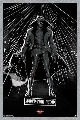 Trends International Marvel Spider-Man: Into The Spider-Verse - Spider-Man Noir Wall Poster, 22.4L x 14.7W, Gray Framed Version