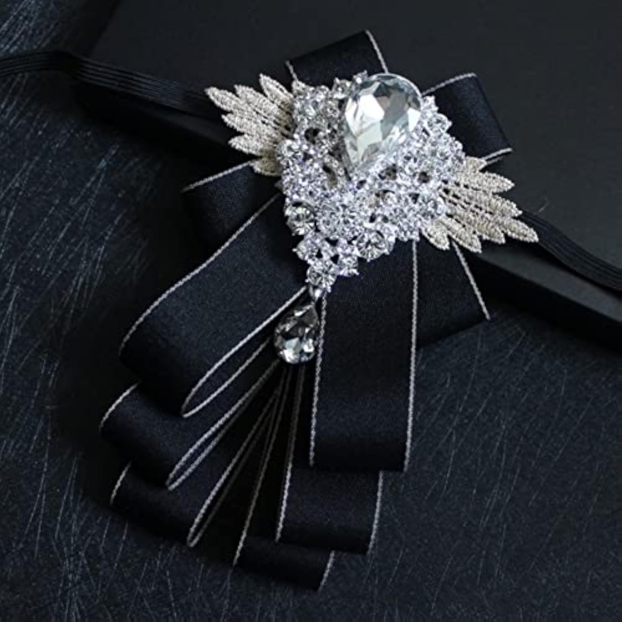 Men's Christmas Bow Tie with Rhinestones, Fashion Brooch