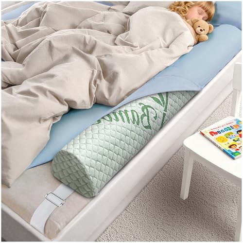 Waterproof Baby Bed Bumper for Toddler with Adjustable Band, Soft Kid Foam Bed Rail for Rental, Vacational, Full, Queen, Twin, King Size Bed, Green, 1 Pack