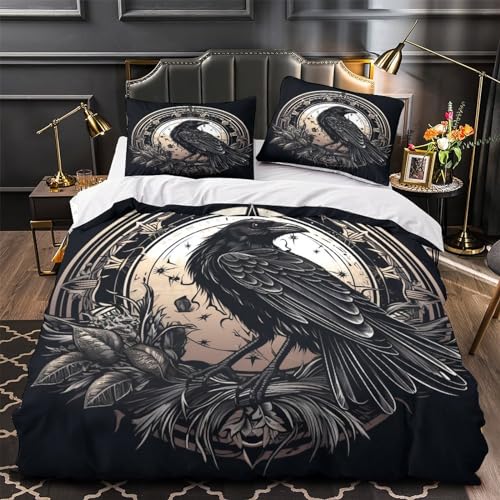 Funda nórdica de cuervo negro 220x240cm en microfibra suave con dos fundas de almohada 4
