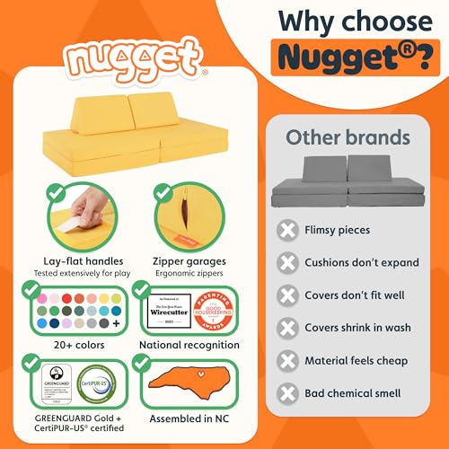 Image of Nugget - The Original Play Couch for Kids - Modular Foam Children's Sofa for Playroom, Imagination, & Creative Open Ended Play - Washable & Convertible Playroom Furniture, Lemonade