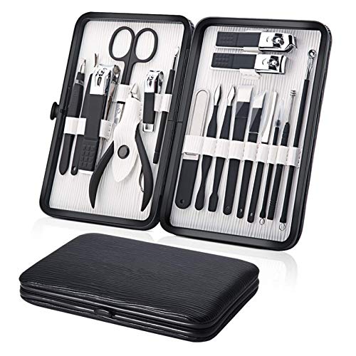 Kit de manicura y cortaúñas profesional 16 en 1 con tijeras para cutículas gris