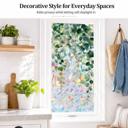 Vinilo para ventana con diseño hoja verde 17x39 pulgadas miniatura 4