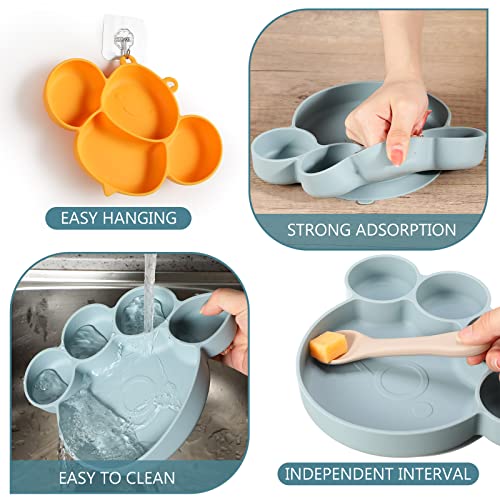 Maxdot 4 Pcs Silicone Baby Plates Toddler Suction Plates Divided Baby Dishes Cute Animal Kids Plates For Toddlers Baby Feeding Eating Supplies, Microwave And Dishwasher Safe, 4 Designs #TOP2