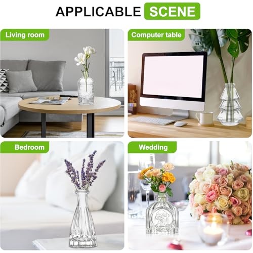 Pequeños jarrones de cristal UCAMP pack de 16 mini piezas para resolver centros de mesa de bodas 6