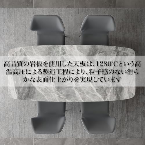 Qtxe 大理石調ダイニングテーブルセット 4 脚チェア付き X 型スチール脚 セラミック天板 モダンリビング用 食卓セット (5件(桌子140CM+椅子4脚套装),雪山白色) [4]