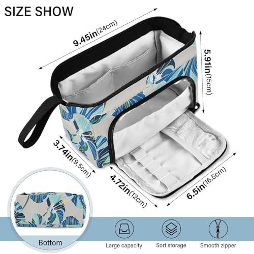 Image of Bolaz Big Capacity Pencil Pen Case Pouch Bag School College Office Organizer for Teens Girls Adults Student-Blue Flower Pattern
