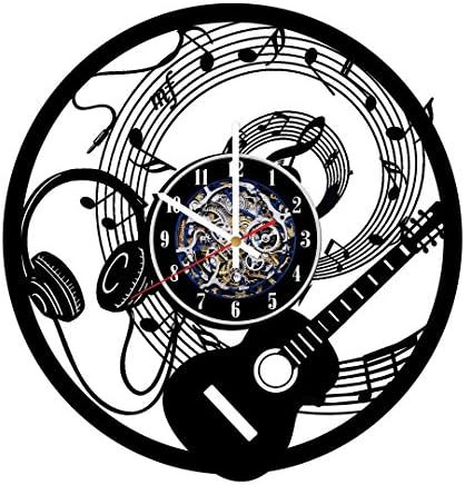 Musical Instruments Design Wall Clock Made from Used Vinyl Record - Get Unique Bedroom or Nursery Wall Decor - Gift Ideas for Adults, Youth and Children – Unique Music Fan Art
