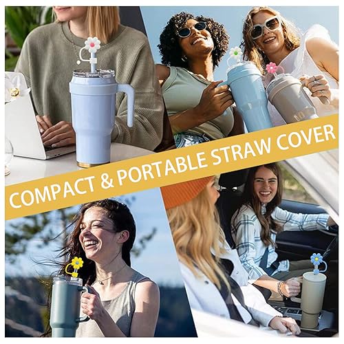 Image of Stanley Cup Straw Cover Cap, Silicone Topper 10 mm, Reusable Tips, Accessories