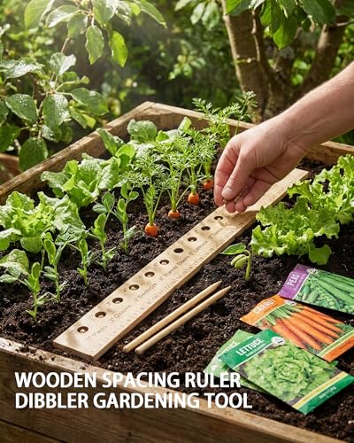 Regla y dibble de madera para jardinería miniatura 2