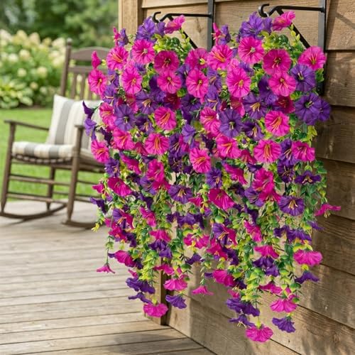 2026 New Artificial Hanging Morning Glory Flowers for Outdoors, UV Resistant Faux Flower Vine, Realistic Artificial Flowers for Patio, Porch, Garden Decor (Violet, 2PC) image 3