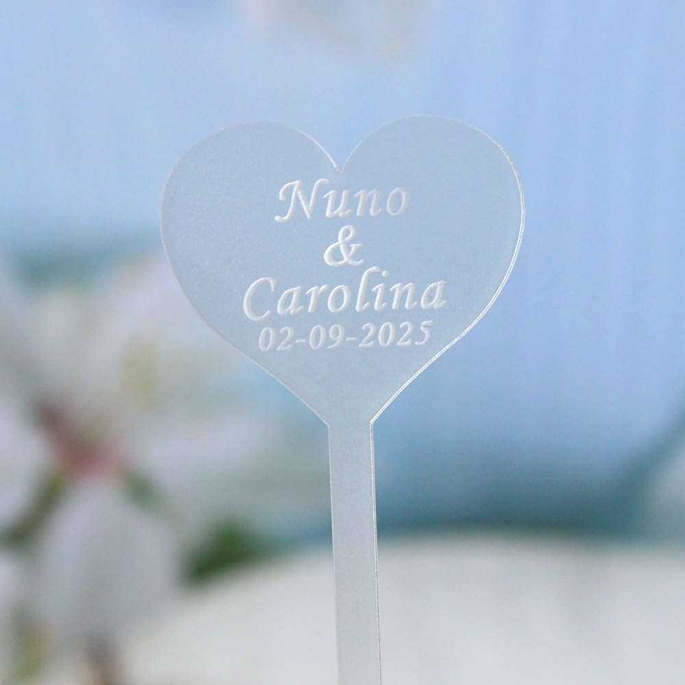 Personalized Wedding Engraved Drink Stirrers Love Heart Cocktail Sticks, Cocktail stirrers, Custom Name Cocktail Sticks, Acrylic Party Bar Stir Sticks Swizzle Baby Shower Decor Start From 20pcs AX03