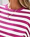 PRETTYGARDEN Womens Spring Summer Tops Fashion Striped Short Sleeve Sweater Crew Neck Lightweight Knit Oversized Shirts 2025 (Striped Rose Red, S)
