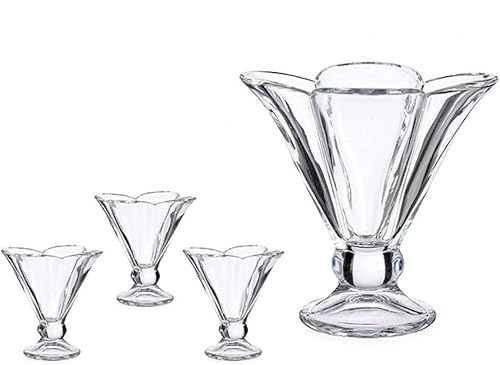 Viv300 - Juego de 6 copas de helado (cristal), diseño de flores