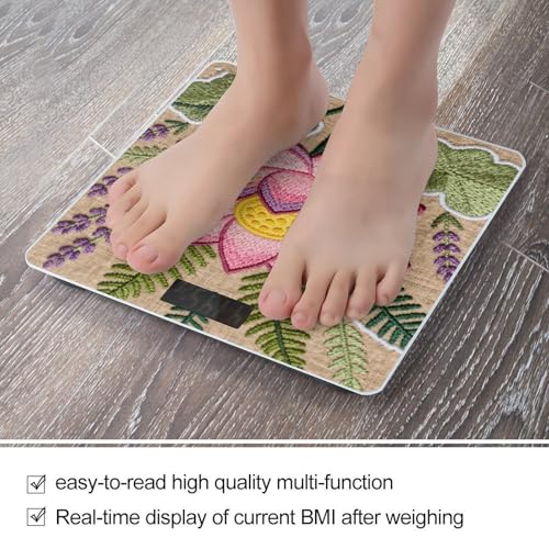 Báscula digital corporal estilo Boho con pantalla LCD miniatura 5