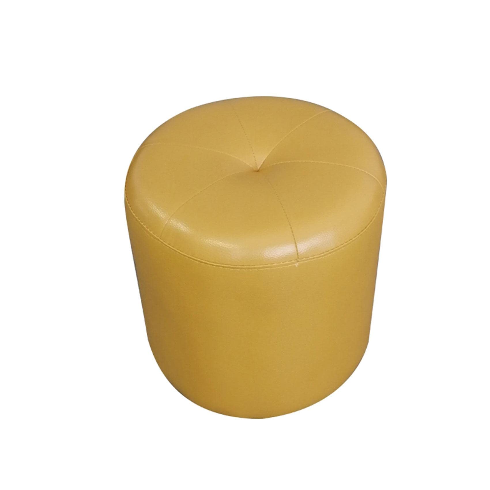 Repose-Pieds Rond en Cuir Jaune pour Salon et Chambre Cosy