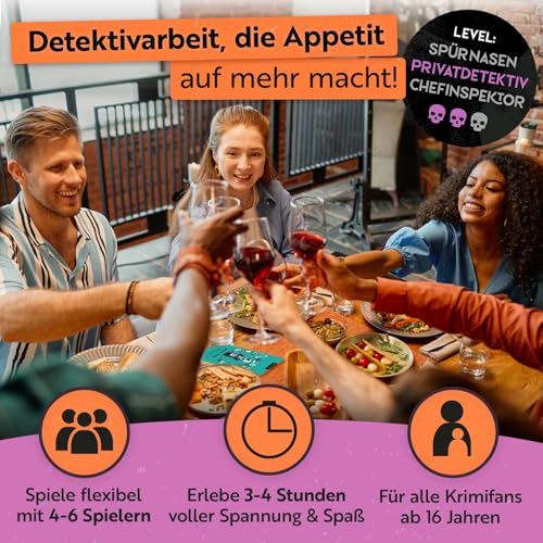 Stadtkrimis Exit Escape Stadtführung Gourmet Criminelle® Krimidinner für zuhause I 4-6 Personen I Mysteriöser Mordfall Maskenmord am Eiffelturm für Deine Crime Dinner Party I Spannendes Krimi Dinner Spiel ab 16 Jahren I 4-6 Spieler