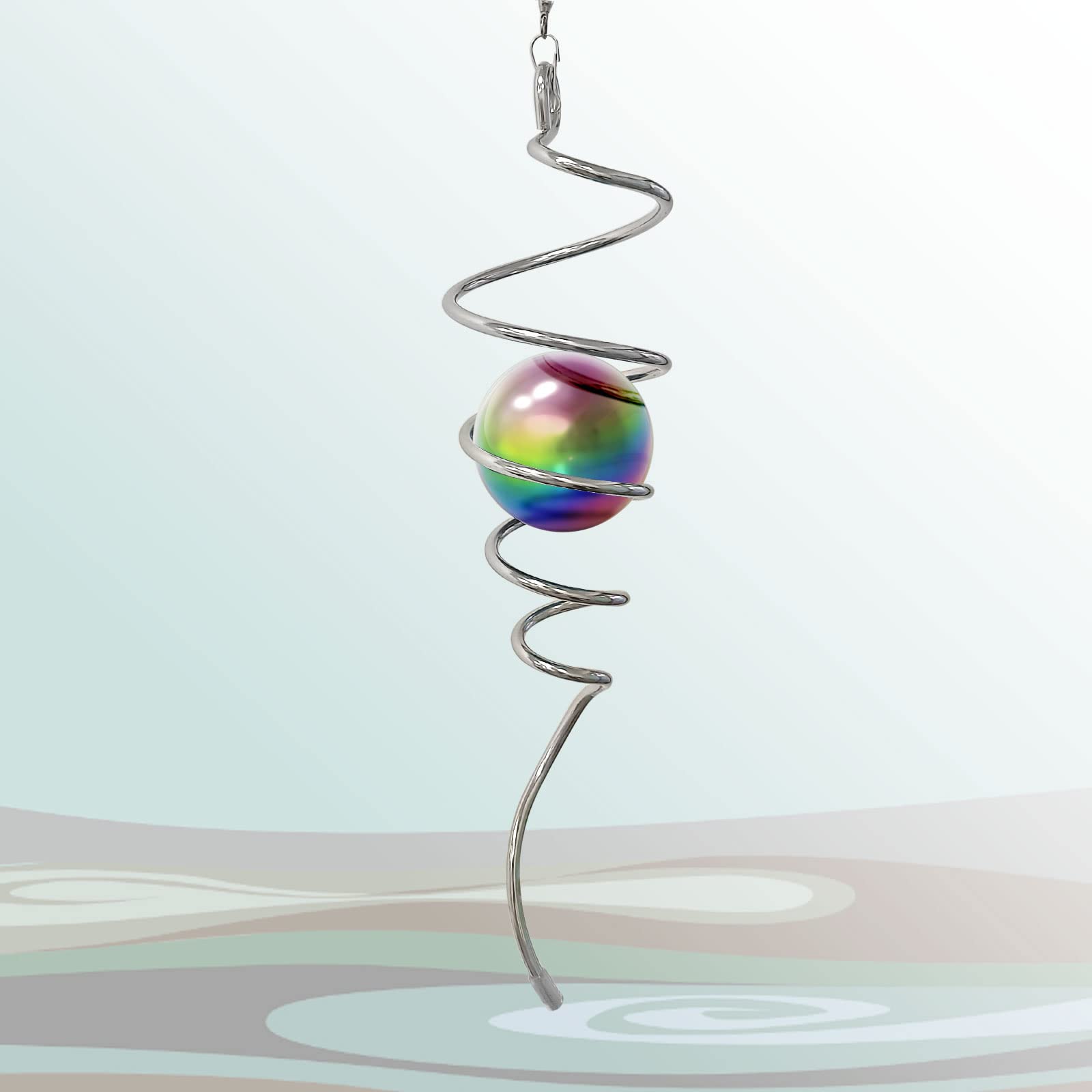 Aoedelyart Multi Color Wind Spinner Tail Gazing Ball Spiral Decorative Wind Spinners Sun Catcher Visual Illusion Wind Spinner Stabilizer Indoor Outdoor Garden Decoration,Garden Gift-13in Height