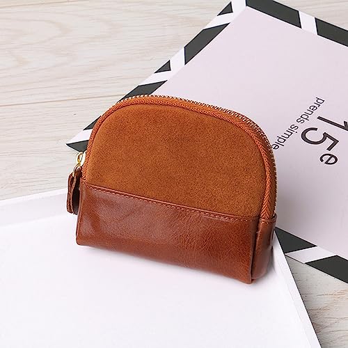 1 Pcs Leather Zipper Coin Purse Shell Shape Wallet With Key Ring, Coin Organizer, Change Holder,Card Case, Mini Leather Zipper Storage Bag for Men & Women3