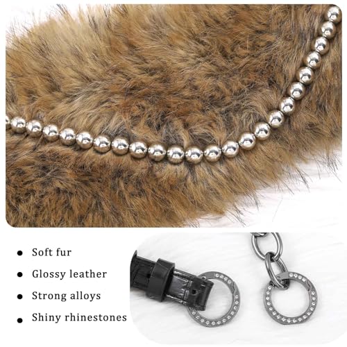 Fur Leather Belt Women Furry Belt Wide Chunky Waist Chain Belts Fashion Accessories for Dresses and Pants3