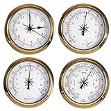  OUSIKA Barometer for den Außenbereich, 4er-Pack, Barometer, Thermometer, Hygrometer, Uhr, Wandmontage, Verwendung for den Innen- und Außenbereich, barometrisches Manometer, Barometer for Wand, Fischer