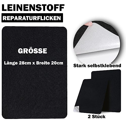 Miniatura 2 de Szmmg Parche De Reparación De Lino 20x28cm 2 Pcs , Negro Tela Autoadhesiva Para Tapizar, Parche Tapiceria Coche, Parches Para Sofa, Parche Asiento Coche Tela