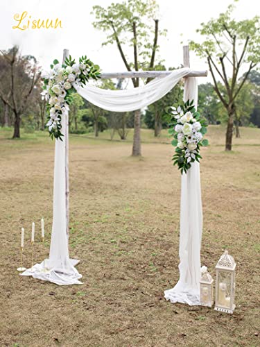 Lisuun Wedding Arch Flowers, Artificial Flowers For Decoration, 2Pcs Flower Swag And 1 Pcs Semi-Sheer Chiffon Table Runner Swag For Holy And Pure Wedding Ceremony Floral Decor - Pack Of 3 #TOP7