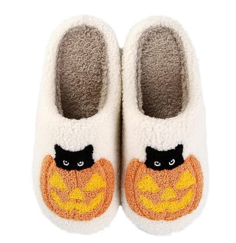 Qubuwalk Halloween Pumpkin Slippers for Women Men Spooky Slides Soft...