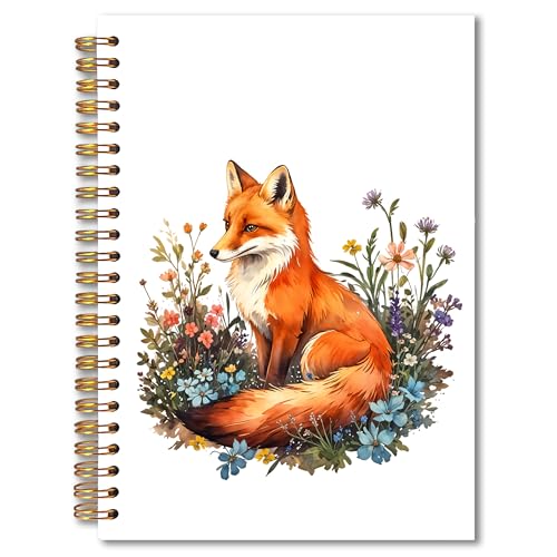 Carnet à spirales renard pour vos notes d'automne | A5 floral