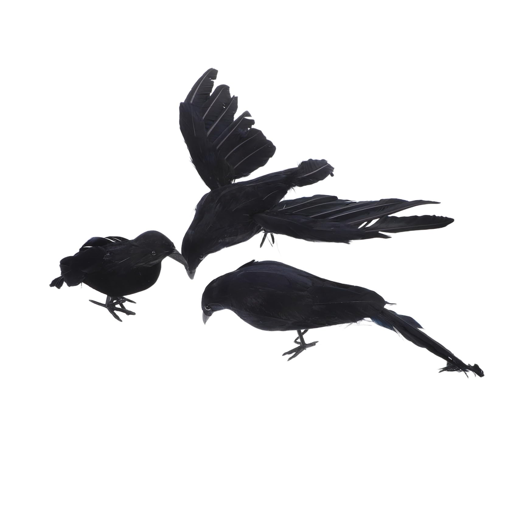 Corbeaux noirs réalistes oiseaux Halloween effrayants pour décoration extérieure jardin et table