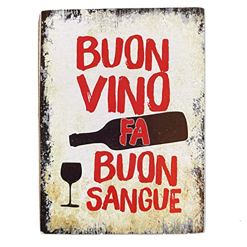 Kustom Art Magnet (magnet) Series Drink Good Wine Makes Good Blood Vintage for Refrigerator/Garage/Bar Print on Wood 10x6cm