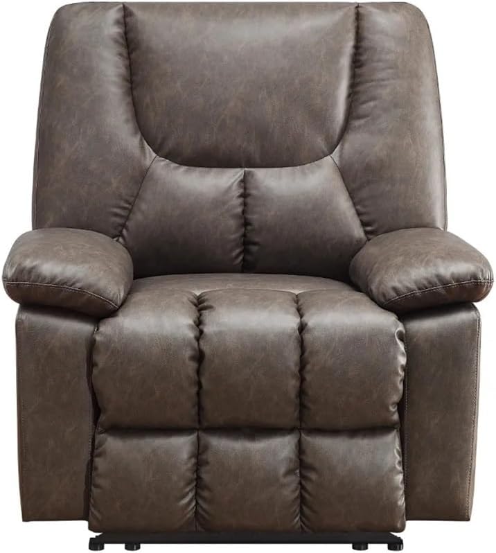 Big Comfortable Recliner Relaxing Chair Supports Up to 350 Lbs Sofa Brown Faux Leather Freight Free Living Room Chairs