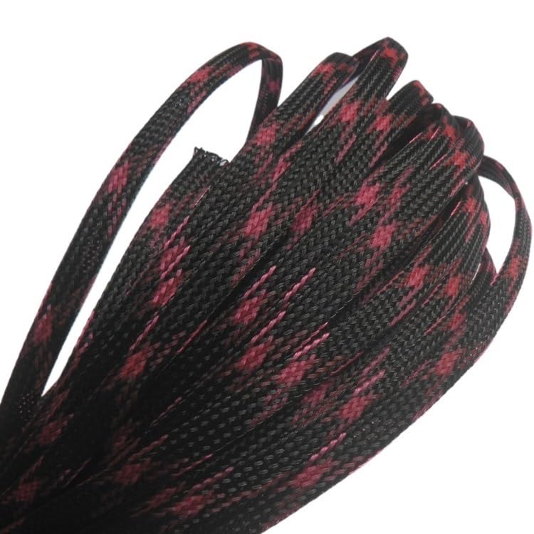 Manchon de Câble Gaine Tressée 10M Manchons de Tressage de Câble, Noir et Rouge 2-25 mm Manches Enroulables, pour Finition de Câble Manchon Isolant Rétractable (4mm)