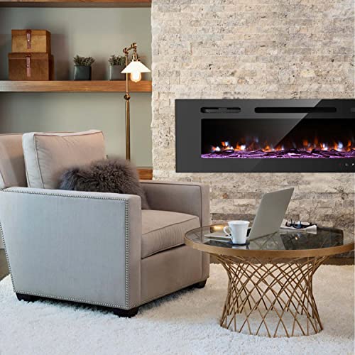 70 Inch Electric Fireplace Inserts, Wall Mounted Fireplace, Led Fireplace With Logs, Recessed Electric Fireplace With Remote Control, Linear Fireplace, 9 Multi Color Flames, 750/1500W #TOP7