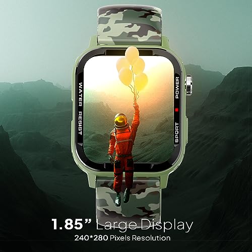 Image of Fire-Boltt Tank 1.85 inch Outdoor Rugged Bluetooth Calling Smart Watch, 123 Sports Mode, 8 UI Interactions, Built in Speaker & Mic, 7 Days Battery (Camo Green)