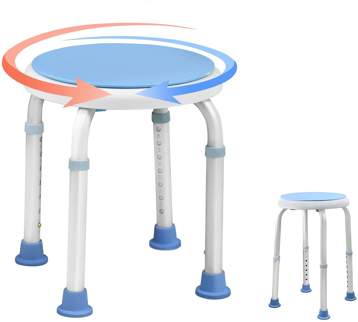 VEAYVA Shower Bath Bench Stool 360 Degree Rotating Medical Tool-Free Assembly Adjustable Swivel | Anti-Slip Rubber Tips for Safety and Stability-image-18