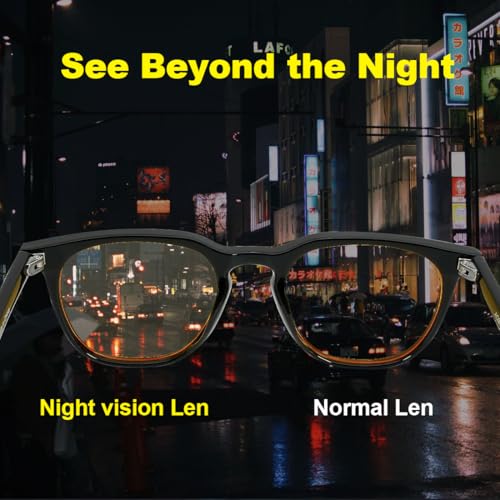 Image of AOSM Night Driving Glasses for Men and Women, Polarized Night Vision Lens Anti-Glare Diminish Headlights Enhance Vision （Long Rivet）