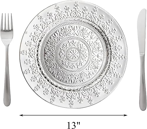Youeon 12 platos cargadores plateados de plástico 13 pulg miniatura 2