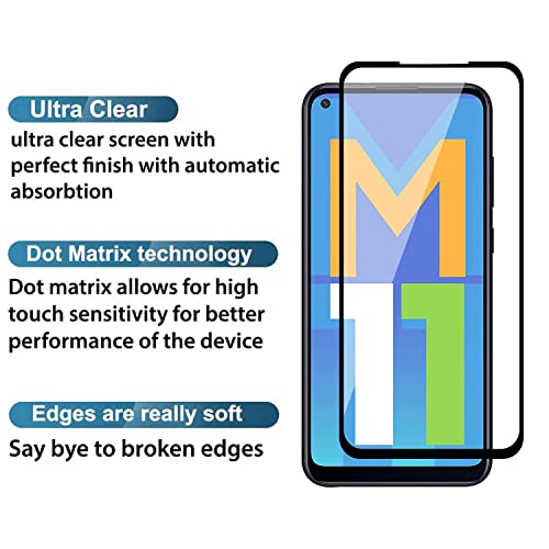 Image of Tempered Glass Screen Protector Compatible for Samsung Galaxy M11, A11 with Edge to Edge Coverage and Easy Installation Kit, Pack of 1, Black