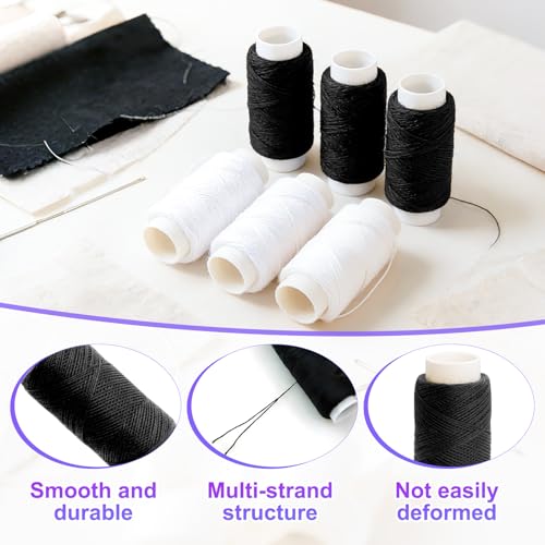 8 Stück Nähgarn Schwarz Weiß, 160 m/Spule Nähgarn für Nähmaschine, Sewing Threads Sortiment, Faden zum Nähen, Polyestergarn, Handnähen Yarn Faden Nähmaschine(4 Schwarz, 4 Weiß)