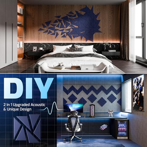 Image of 18 pack Acoustic Panels With Self-Adhesive, 12 inchX 12 inchX 0.4 inchSound Proof Foam Panels, Sound Panels High Density, Soundproof Wall Panels for Home Studio Office-Blue