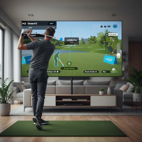 Simulateur de jeu de golf interactif avec bâton pivotant et détecteur Phigolf pour la maison - 7