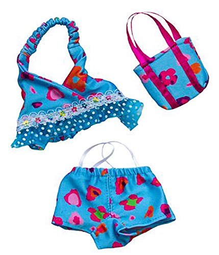 Blue Floral Tankini with Matching Bag Teddy Bear Clothes Fits 8